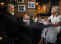 J.K. Simmons with correspondent Tracy Simmons, at a table Simmons did not set himself, at Joe Allen.  / Credit: CBS News