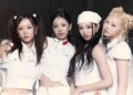 From left are Shin Hye-won, Kuk Cho-rok, Kilala and U, the four newly unveiled 'Side B' members of rookie K-pop girl group OURBIRTHDAY. Courtesy of INNIT Entertainment