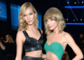 Karlie Kloss and Taylor Swift in Los Angeles on Nov. 23, 2014Credit: Kevin Mazur/AMA2014/WireImage