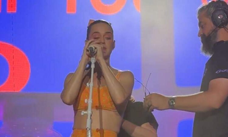 Katy Perry paused her set to fix her outfit.@TeamKPFC/X