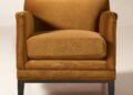 Camel velvet armchair