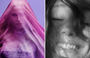 A split image of the album covers for Madonna's "Confessions II" and Ariana Grande's "Petal"