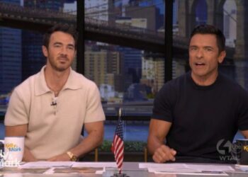 Kevin Jonas and Mark Consuelos on the July 26, 2026, episode of 'Live With Kelly and Mark.'