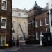 Police officers stand guard outside a rear entrance to Clarence House, an official residence of Britain’s King Charles, in London, on Tuesday. Photo: Reuters
