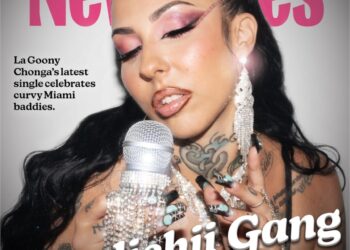 Miami New Times cover with a photo that reads gordichi gang and a photo of a woman with black hair.