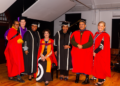 [L-R] Professor Tshidi Mohapeloa, Dean of Commerce; Professor Michelle Karels, Registrar; Dr Kwezi Mzilikazi, Deputy Vice Chancellor: Research, Innovation and Strategic Partnerships; Professor 'Mabokang Monnapula-Mapesela, Deputy Vice Chancellor: Academic and Student Affairs; Professor Siphokazi Magadla, Dean of Humanities; and Professor Boudina McConnachie, Head of Music and Musicology. [PIC: Micky Oscar]