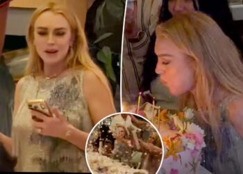 Lindsay Lohan celebrates her 40th birthday in the Hamptons