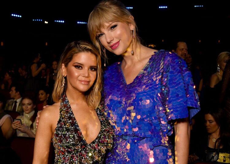 Maren Morris and Taylor Swift in March 2019 in L.A.Credit: Jeff Kravitz/FilmMagic for iHeartMedia
