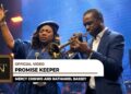 Mercy Chinwo raising her hand in worship next to Nathaniel Bassey playing the trumpet in the official Promise Keeper music video.