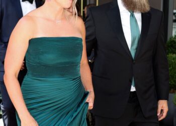 Liza Barber and Ryan Fitzpatrick on their way to Taylor Swift and Travis Kelce’s weddingCredit: Aeon/GC Images