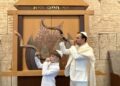 Rabbi Brian Shamash performs with his son, Ethan. The new rabbi and hazzan of Lake Success Jewish Center believes music can bring people together, deepen faith and make Jewish learning more accessible.