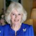 A picture of Queen Camilla in a blue dress