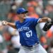Kansas City Royals pitcher Seth Lugo (67) delivers a pitch in a MLB baseball game on Sunday, July 12, 2026 in Baltimore, Md. (AP Photo/Gail Burton)