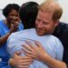 Prince Harry hugs a nurse on his visit to Birmingham Children's Hospital