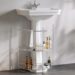 Katy Pedestal Sink Organizer with 2 Storage Shelves + Towel Holder