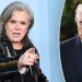 A split image of Rosie O'Donnell pointing her finger and Donald Trump posing for a photo outside