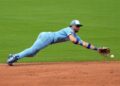 Royals star SS Bobby Witt Jr. (back tightness) exits vs. Giants - Field Level Media - Professional sports content solutions