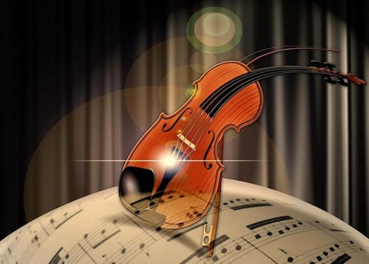 violin and sheet music illustration