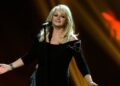 Singer Bonnie Tyler performs her song "Believe in Me" during a rehearsal for the final of the Eurovision Song Contest at the Malmo Arena in Malmo, Sweden on May 17, 2013. (AP Photo/Alastair Grant, File)