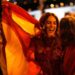 Spanish fans celebrate in central Madrid after Spain defeated Argentina...
