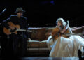 James Taylor and Taylor Swift perform together during Swift's Speak Now World Tour stop at Madison Square Garden on Nov. 22, 2011, in New York City.
