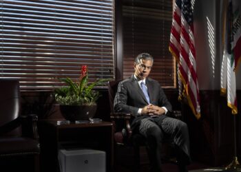 California Attorney General Rob Bonta in his office in 2024. (Paul Kuroda / For The Times)