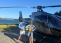 Sydney Sweeney and Scooter Braun before a helicopter ride.