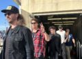 Third Eye Blind (Alex LeCavalier, Stephen Jenkins, Kryz Reid and Brad Hargreaves left to right) came out from Sporting Park’s stadium tunnels to a crowd of awaiting fans lined up against a barricade just before their concert on Saturday, July 18, 2026.