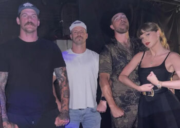 Taylor Lewan, Will Compton, Travis Kelce, and Taylor SwiftCredit: Bussin' With The Boys/Instagram