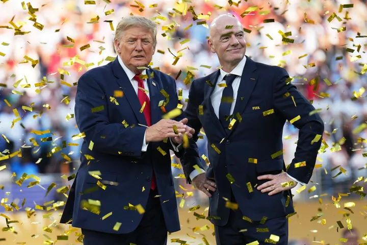 FIFA President Gianni Infantino, right, with Donald Trump, left.