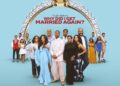 A colorful movie poster for "Why Did I Get Married Again?", featuring an ensemble cast of Black actors and a large diamond engagement ring.