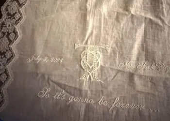Maren Morris' photo of a commemorative cloth from Taylor Swift and Travis Kelce's weddingCredit: Maren Morris/Instagram