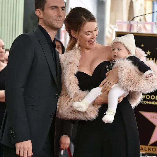 Adam Levine and Behati Prinsloo with daughter Dusty Rose