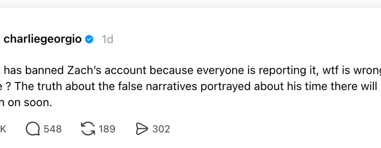 A social media post discussing the banning of a TikTok account and addressing misconceptions about the user.