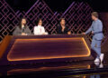 (From left) Judges Mark Ballas, Shirley Ballas and guest judge Derek Hough with host Robert Irwin during the first episode of "Dancing with the Stars: The Next Pro" (Mondays, 8 p.m. ET, ABC).
