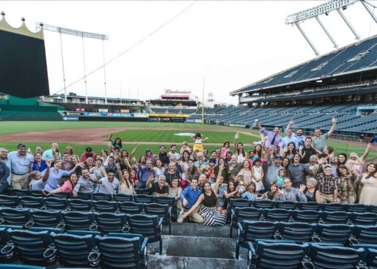 Jorge Guevara and his wife, Megan, held their rehearsal dinner at Kauffman Stadium.