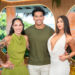Tefi Pessoa, Corbin Mims, and Parmida Keshani pose on 'Love Island USA' After Sun