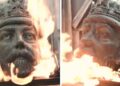 Estátua Real alvo de vândalos doentes como cabeça decapitada incendiada | Real | Notícias