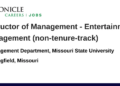 Instrutor de Gerenciamento-Gerenciamento de Entretenimento (não-Tenure-Track) no Departamento de Gerenciamento, Missouri State University