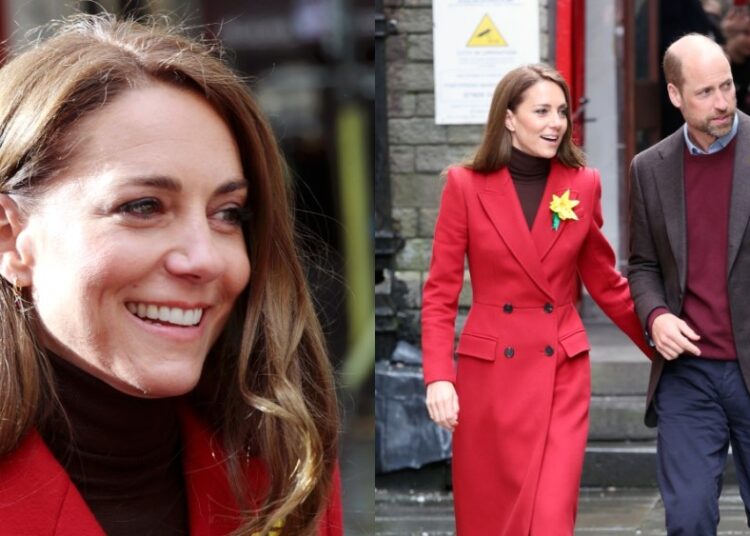 Kate Middleton usa o Red Red Alexander McQueen Coat no País de Gales