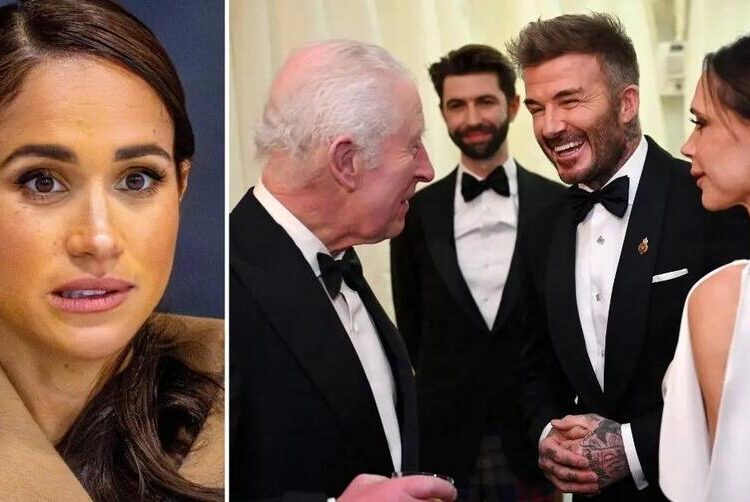 Meghan Markle 'Fuming' sobre a família real 'roubando' seus amigos David e Victoria Beckham enquanto 'luta para fazer amigos da lista A'