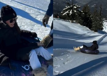 Meghan Markle relutantemente tenta a tubulação de neve enquanto o príncipe Harry a treina