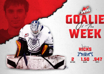 ROYALS NETMinder Hicks chamado WHL Goaltender of the Week