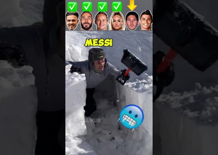 Grealish Vs Benzema Vs Caroline Vs Lehmann Vs Messi Vs Ronaldo Snow Challenge #shorts