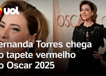 Fernanda Torres chega ao Oscar 2025 em Los Angeles; veja o look da atriz no tapete vermelho; vídeos