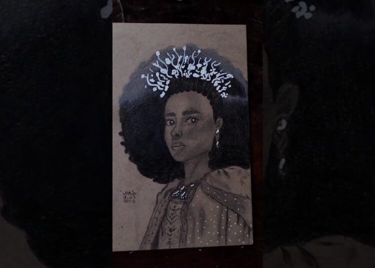 inspirada em India Amarteifio caracterizada de rainha Charlotte…#netflix#realeza#art#draw#design