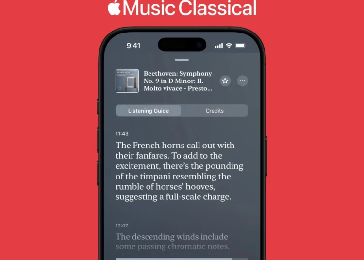 A Apple Music Classical adiciona três recursos em enormes novas atualizações