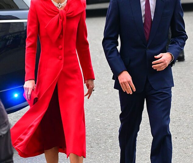 Kate and William share sweet moment at Commonwealth Day service as she returns to the event for first time since cancer treatment 