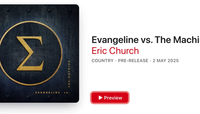 Novo Álbum de Eric Church, 'Evangeline vs The Machine', aparece no Apple Music com a data de lançamento de 2 de maio