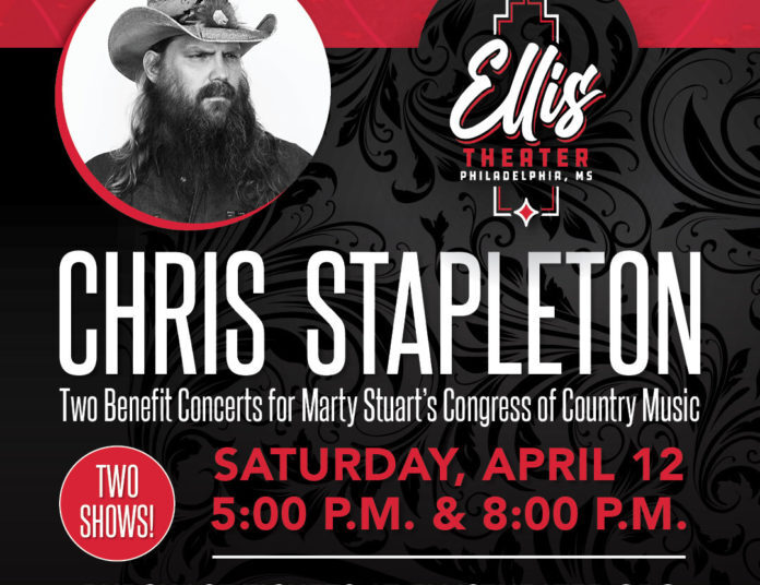 O Congresso de Música Country de Marty Stuart anuncia duas apresentações de arrecadação de fundos de Chris Stapleton no Ellis Theatre
